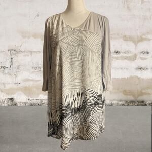 H by Halston 3/4 Sleeve Abstract Printed Blouse/Tunic Size Small